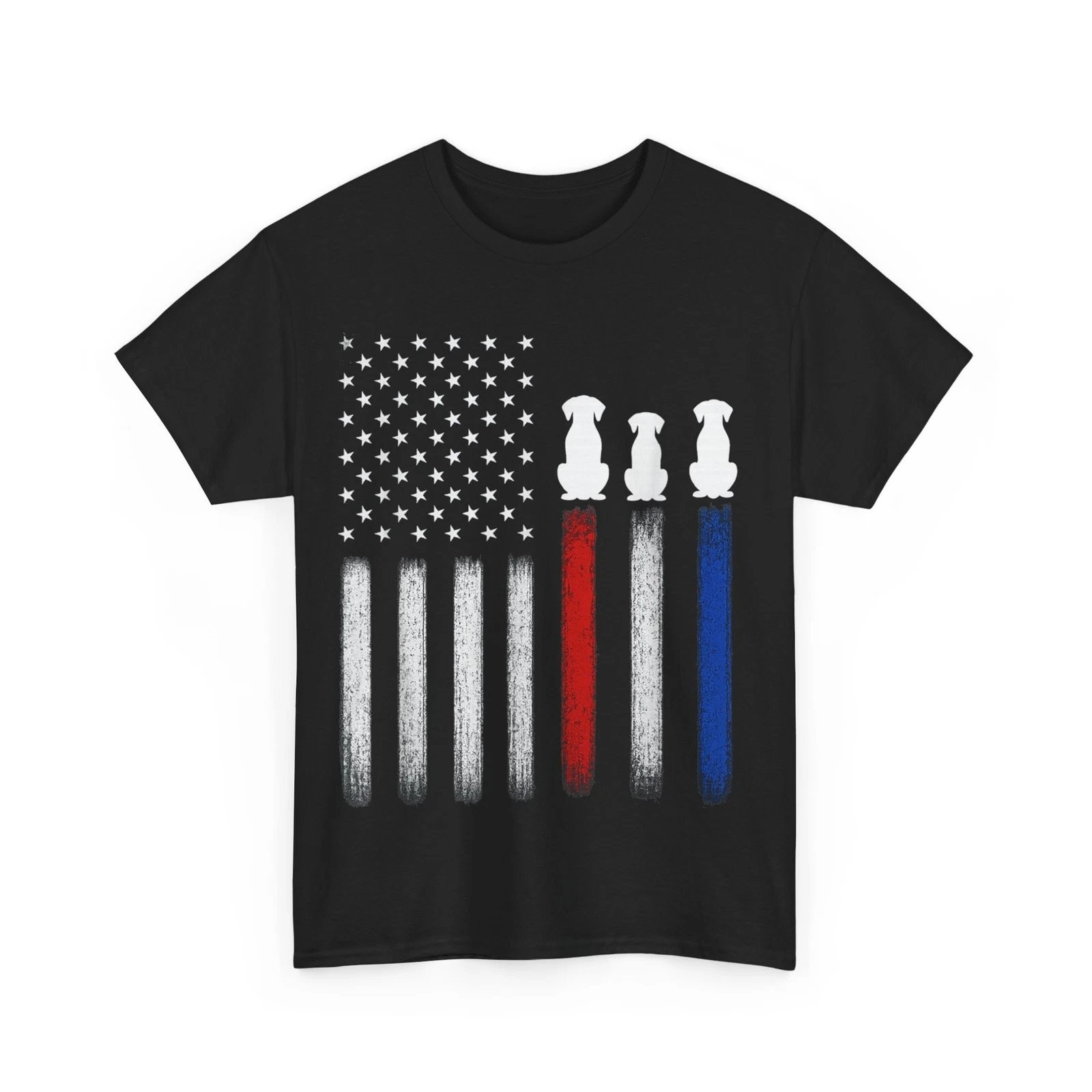 Patriotic American Flag Dog Silhouette Pet Lover 4th July Graphic Tee Unisex Cot