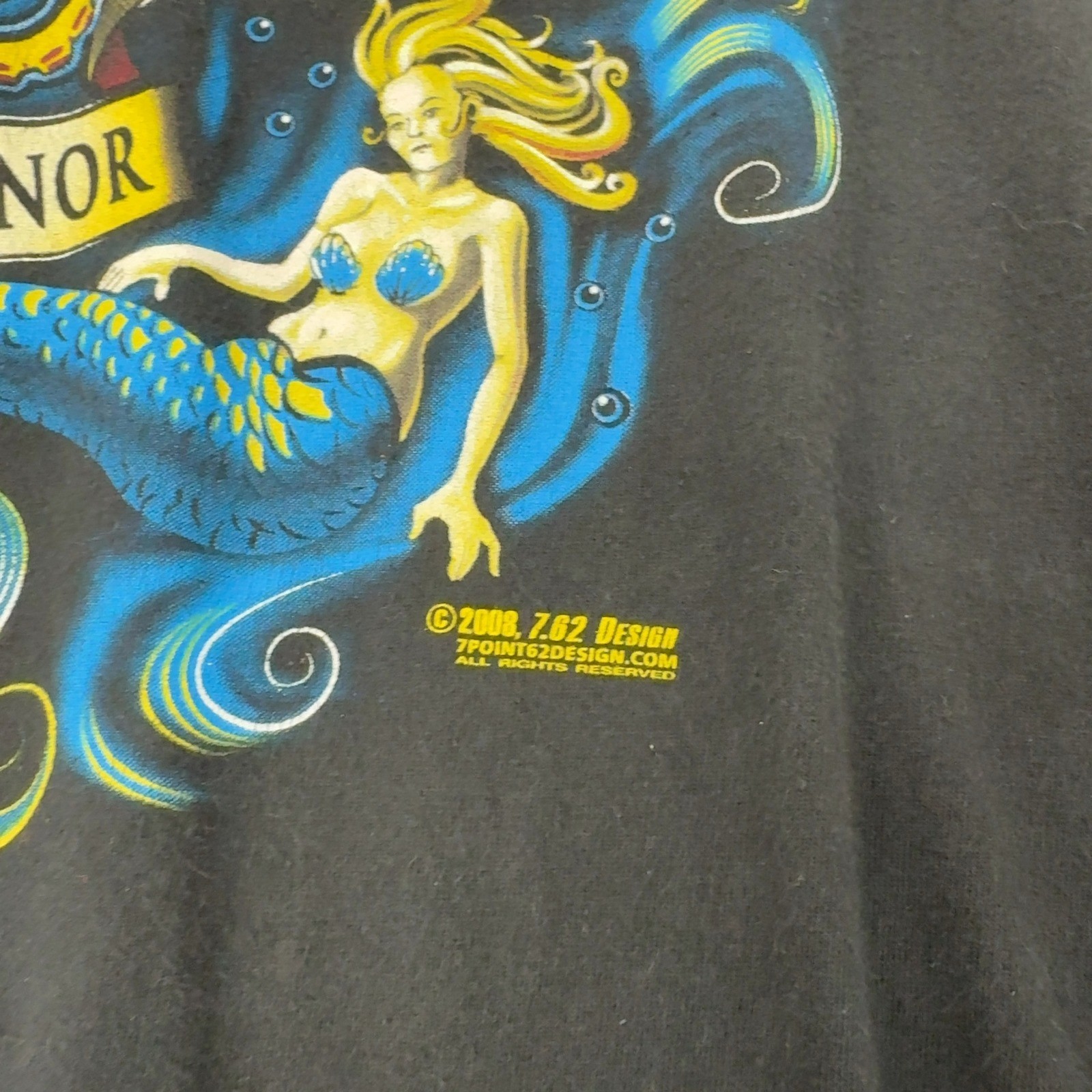 US Navy 7.62 Design T Shirt Mens L Black Cotton Mermaid Skull Graphic Military gallery