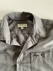 Orvis Gray Chambray Button-Up Shirt Men’s Short Sleeve