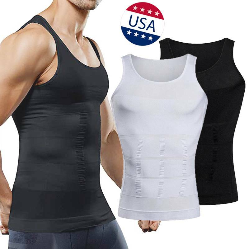Men’s Slimming Vest Body Shaper Abs Abdomen Compression Shirt Workout Tank Tops