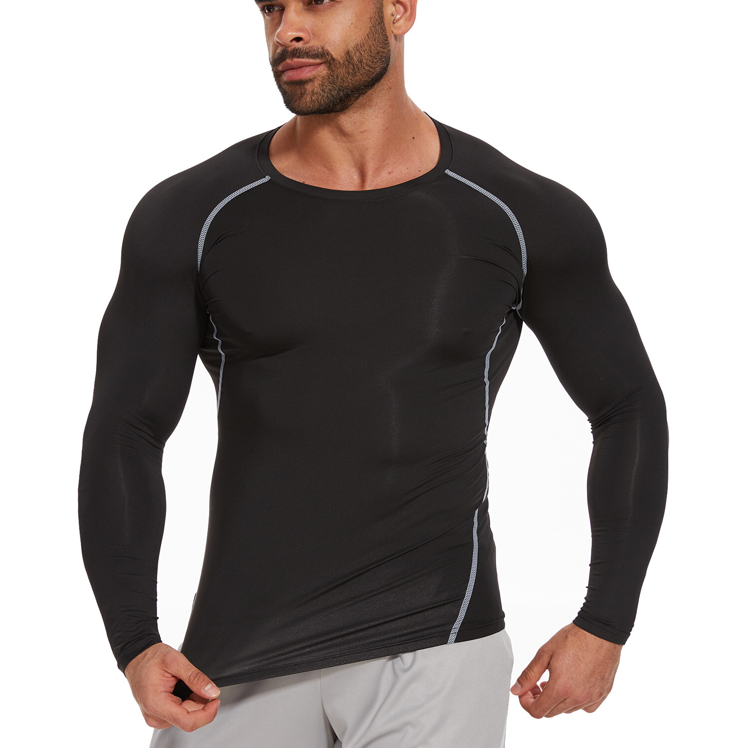Mens Compression Shirts Long Sleeve Workout Baselayer Quick Dry Athletic Sports gallery