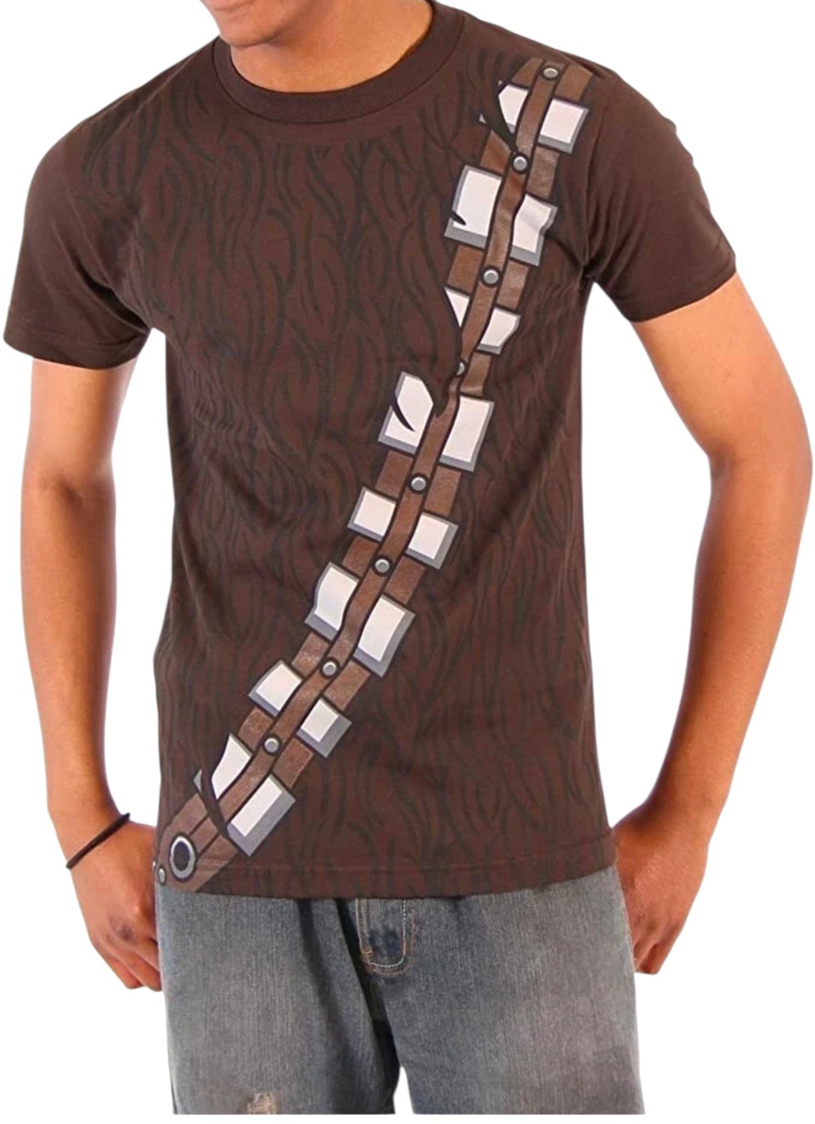 New Star Wars Chewbacca Bandolier Graphic T Shirt Brown Mens gallery