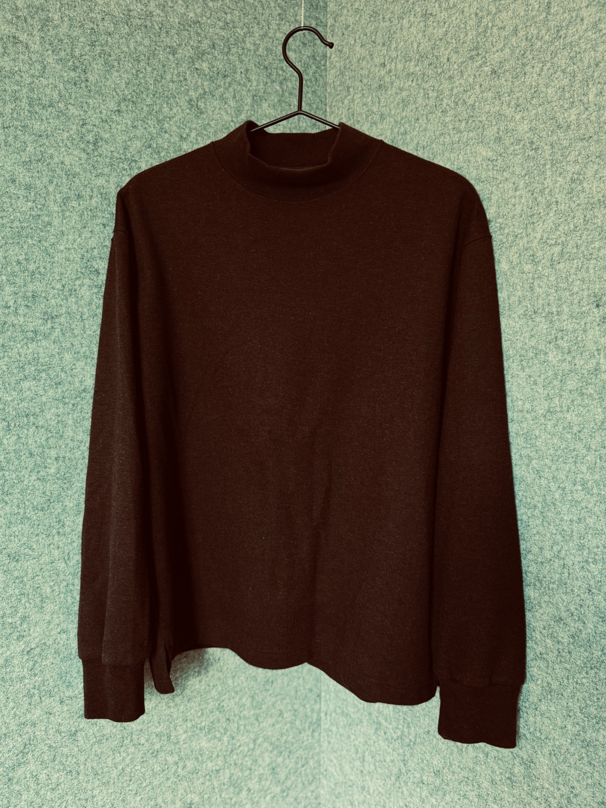 Uniqlo U Mock Neck T-Shirt Mens Large Burgundy Long Sleeve Heavyweight Athletic gallery