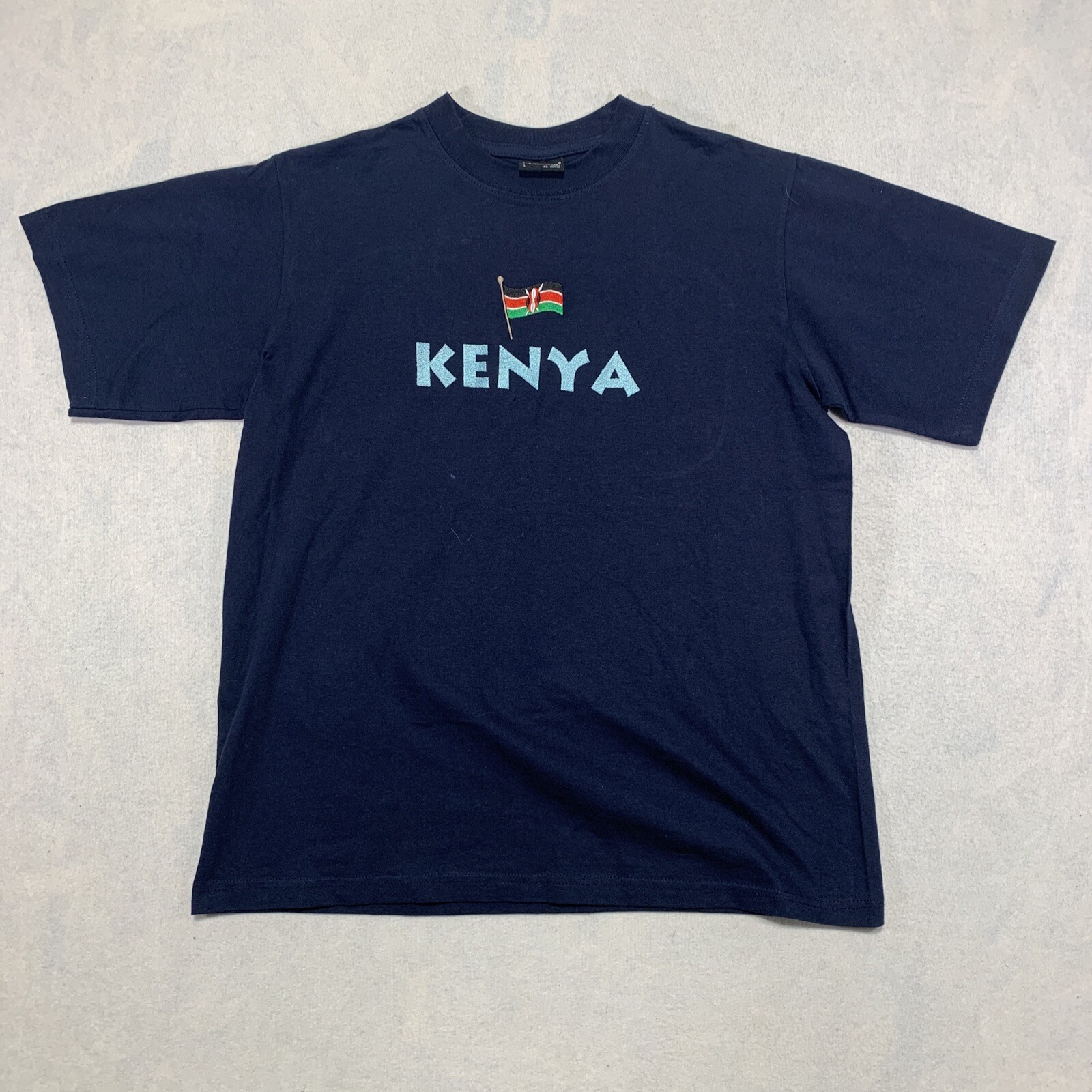 Kenya T Shirt Mens Large Blue AirBorne Embroidered Flag Spell Out gallery