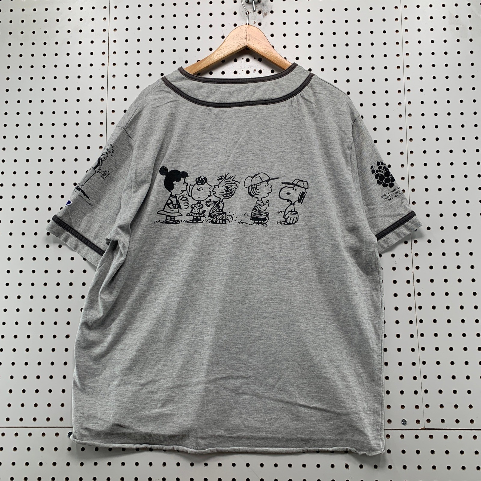 Vintage Rawlings Peanuts Baseball Jersey Mens XL Grey 90s Snoopy Charlie Brown gallery