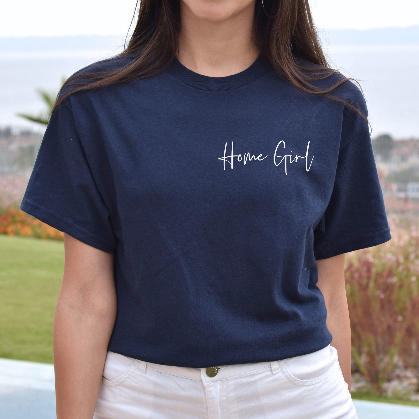 Home girl pocket Unisex T-shirt realtor tee Black Navy Dark Heather gallery