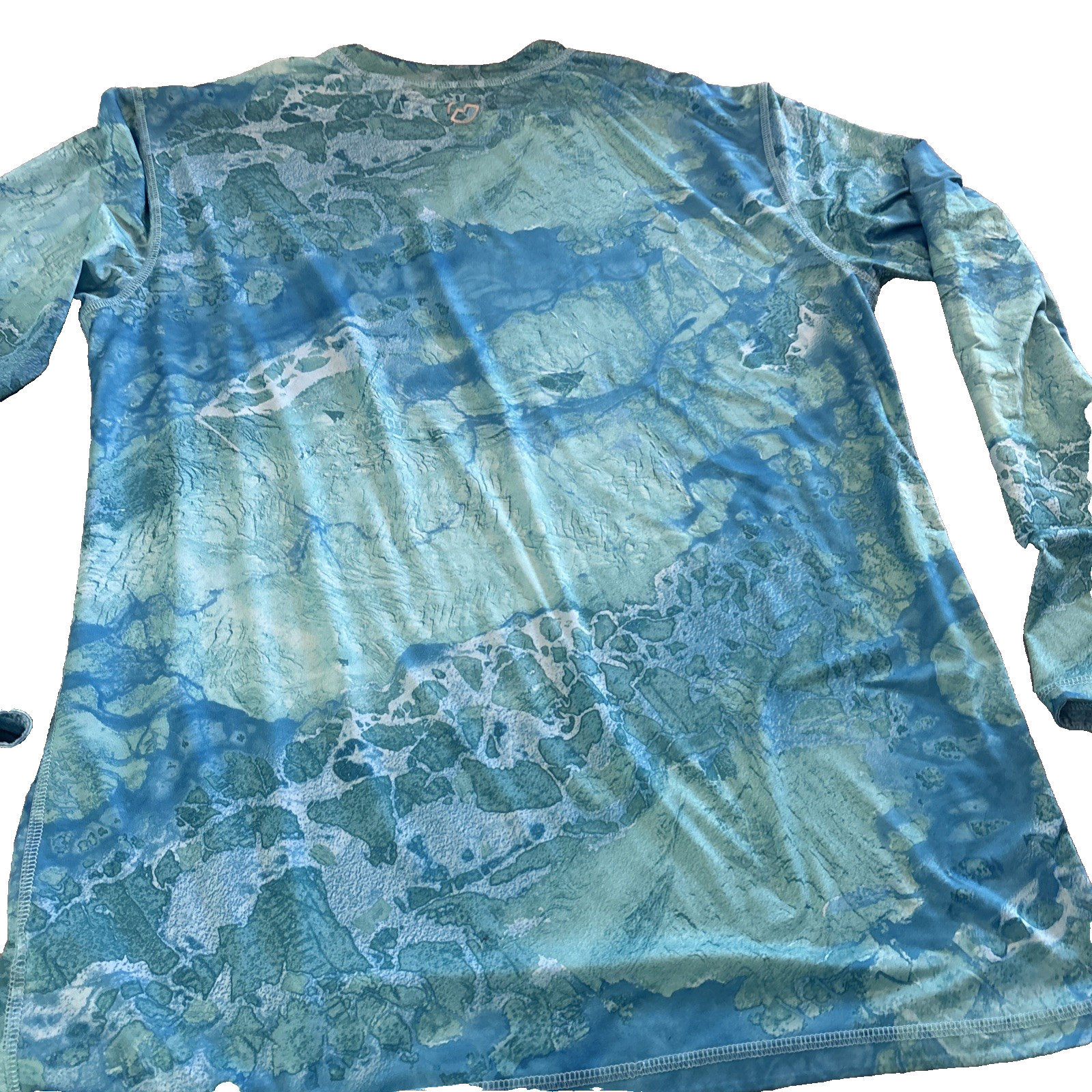 Magellan Fishing T-Shirt Aqua Blue Realtree Fish Camouflage Reversible Size Sm gallery