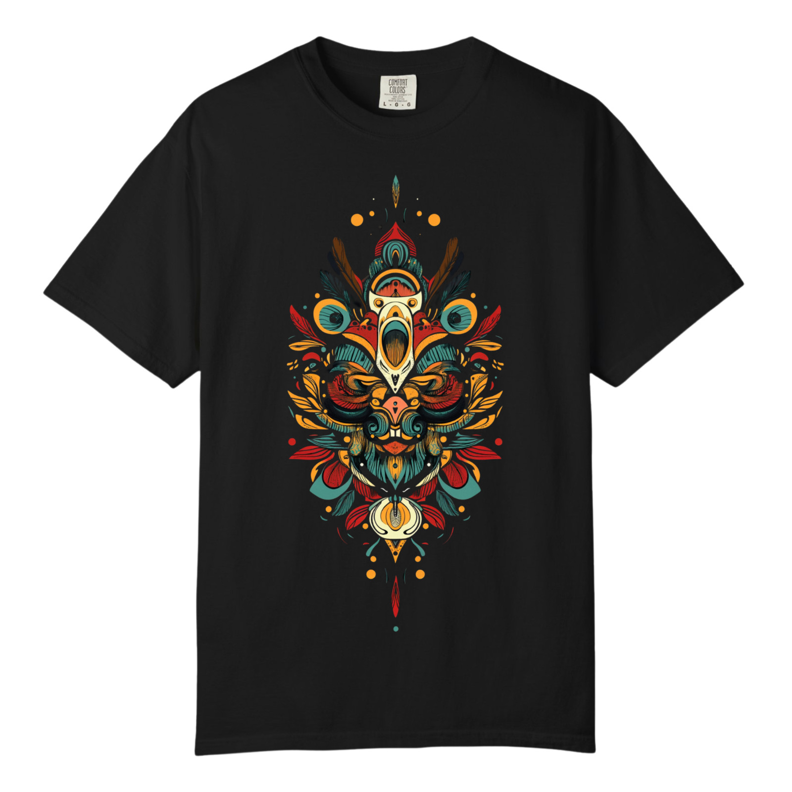 Mixed Tribal Animal Beast Mask Art TShirt, Comfort Colors, Unisex Streetwear Tee gallery