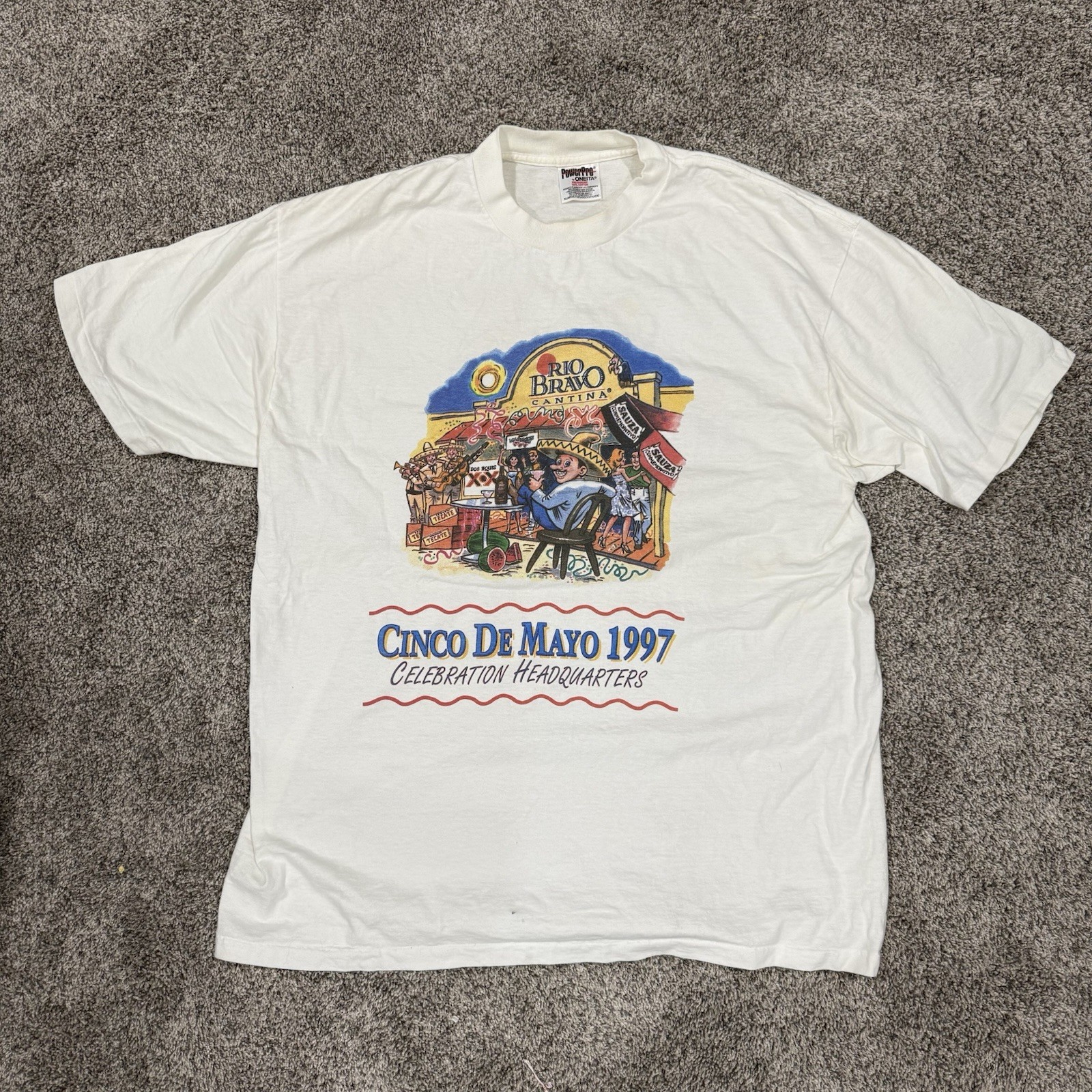 VINTAGE 1997 Single Stitched Rio Bravo Cantina Cinco De Mayo ONEITA PowerPro XL gallery