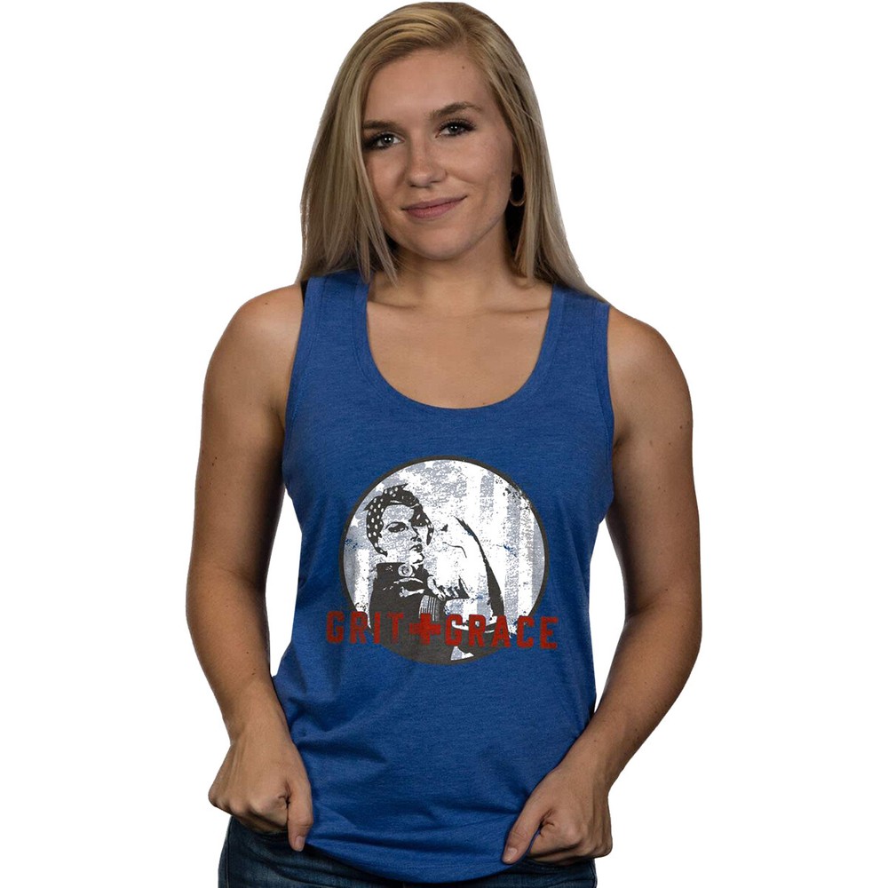 Nine Line Apparel Women’s Grit And Grace Racerback Tank Top – XL – Royal