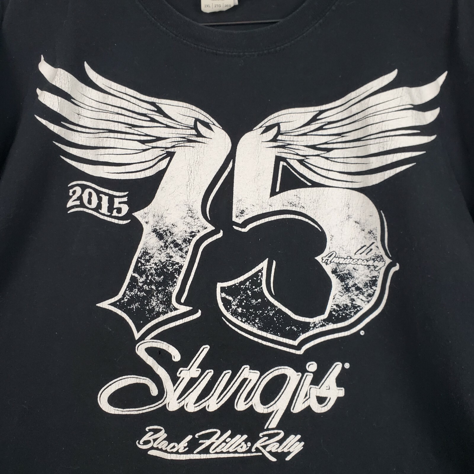 STURGIS 75TH ANNIVERSARY T SHIRT 2015 BLACK HILLS RALLY MOTORCYCLE WINGS 2XL gallery