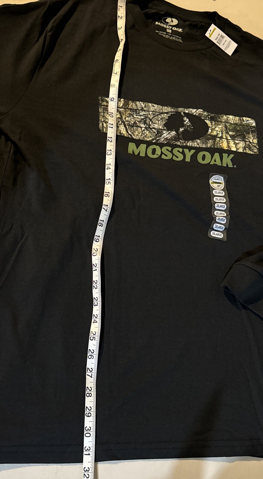 Mossy Oak Men's 2XL Long Sleeve Black T-Shirt With Camouflage Logo gallery