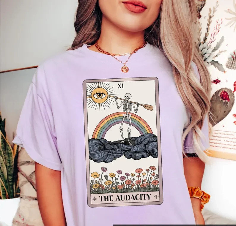 The Audacity Tarot Card T-shirt: Sarcastic Skeleton Shirt, Mystical Mama Tee gallery