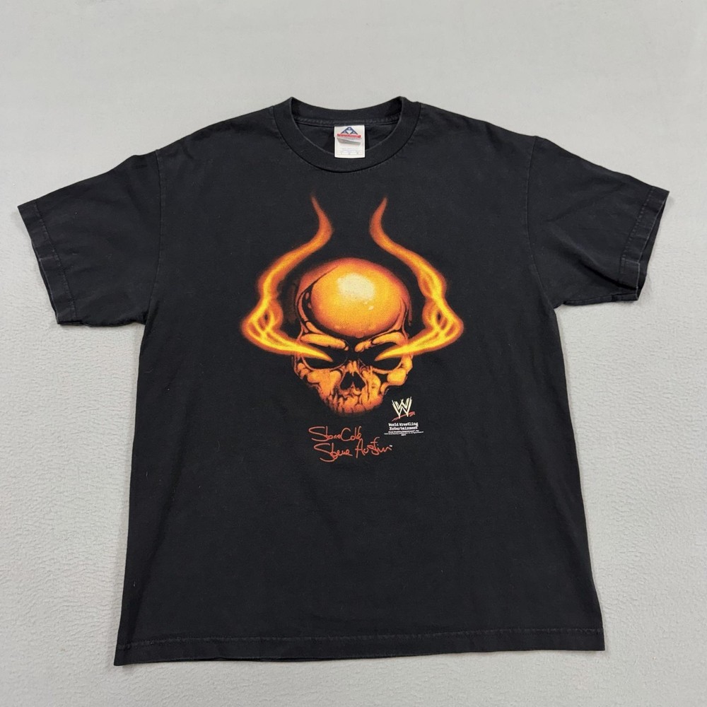 Vintage WWE Stone Cold Steve Austin Shirt Mens Large Black Austin 3:16 Flame
