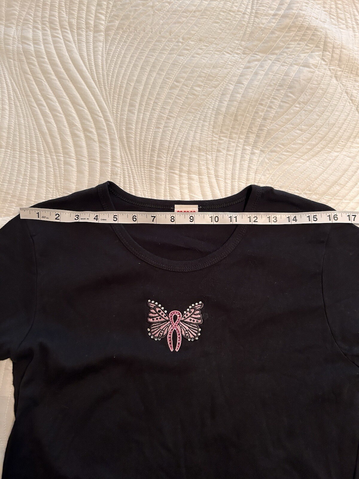 Breast Cancer Awareness Pink Ribbon Butterfly T-shrt W/Rhinestones Size M NWOT gallery
