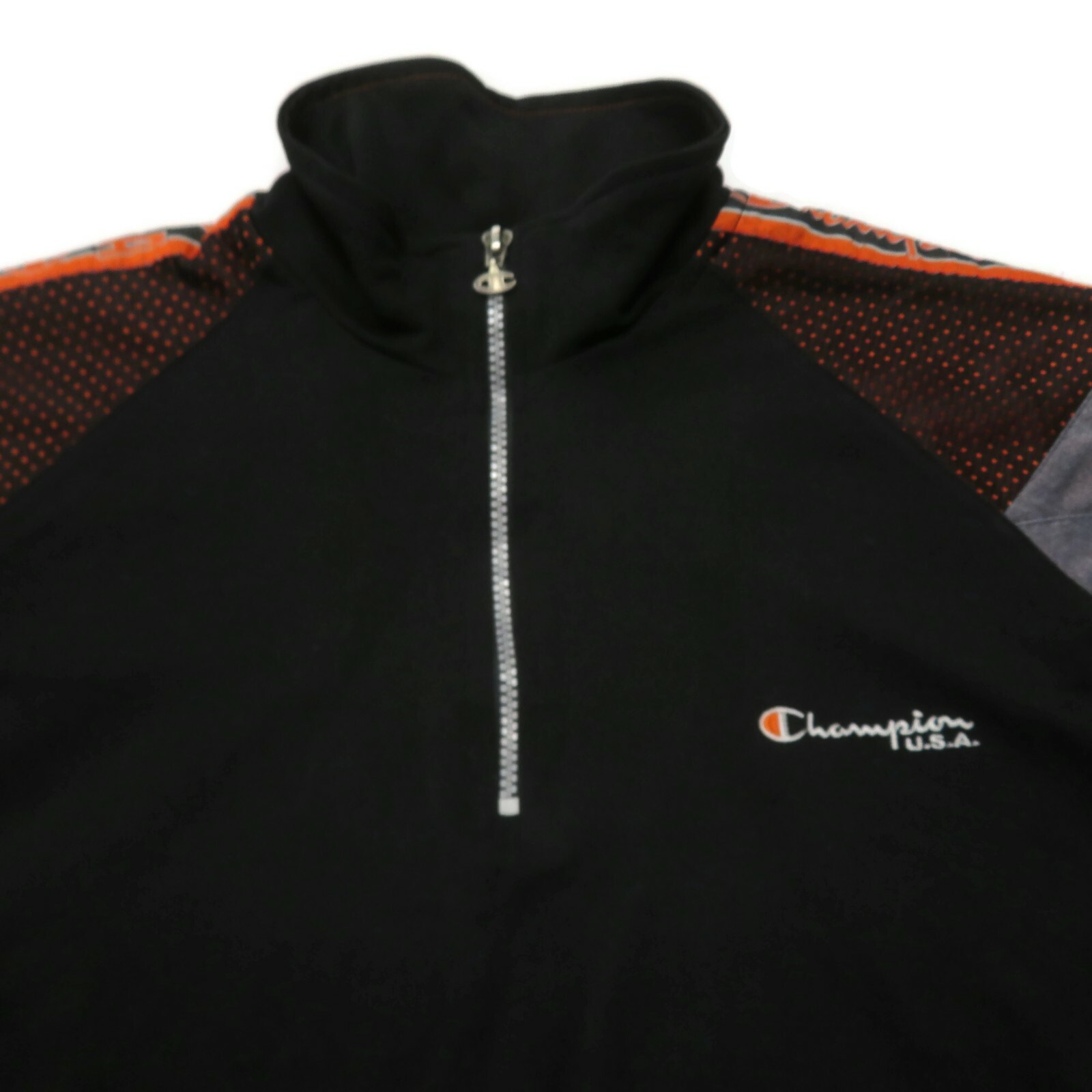 Champion 1/4 Zip Pullover Shirt Mens Large Short Sleeve Black Windbreaker Golf gallery