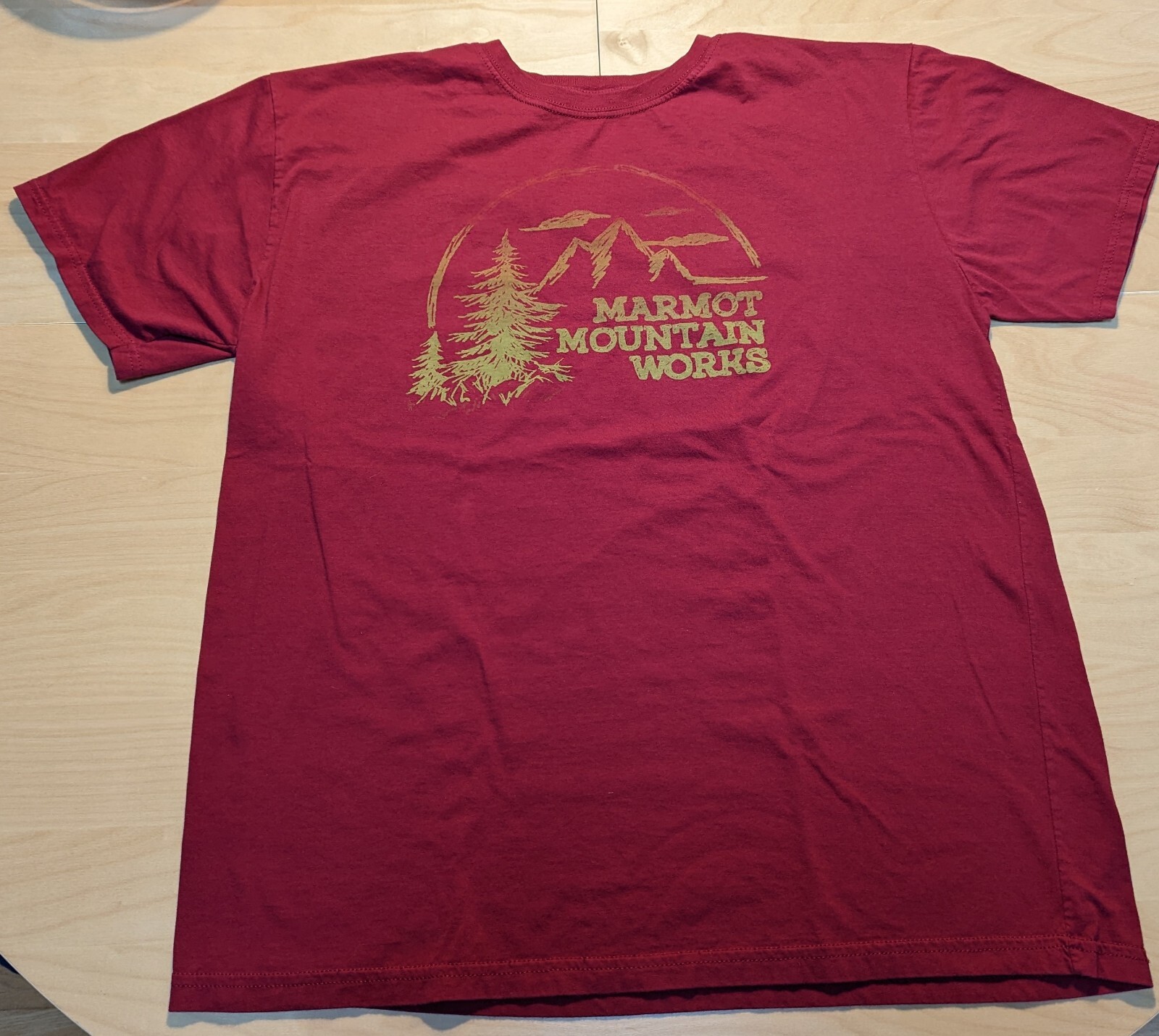 Marmot Mountain Works Red Tee Shirt Sleeve Shirt Mens Size XL Organic Cotton gallery