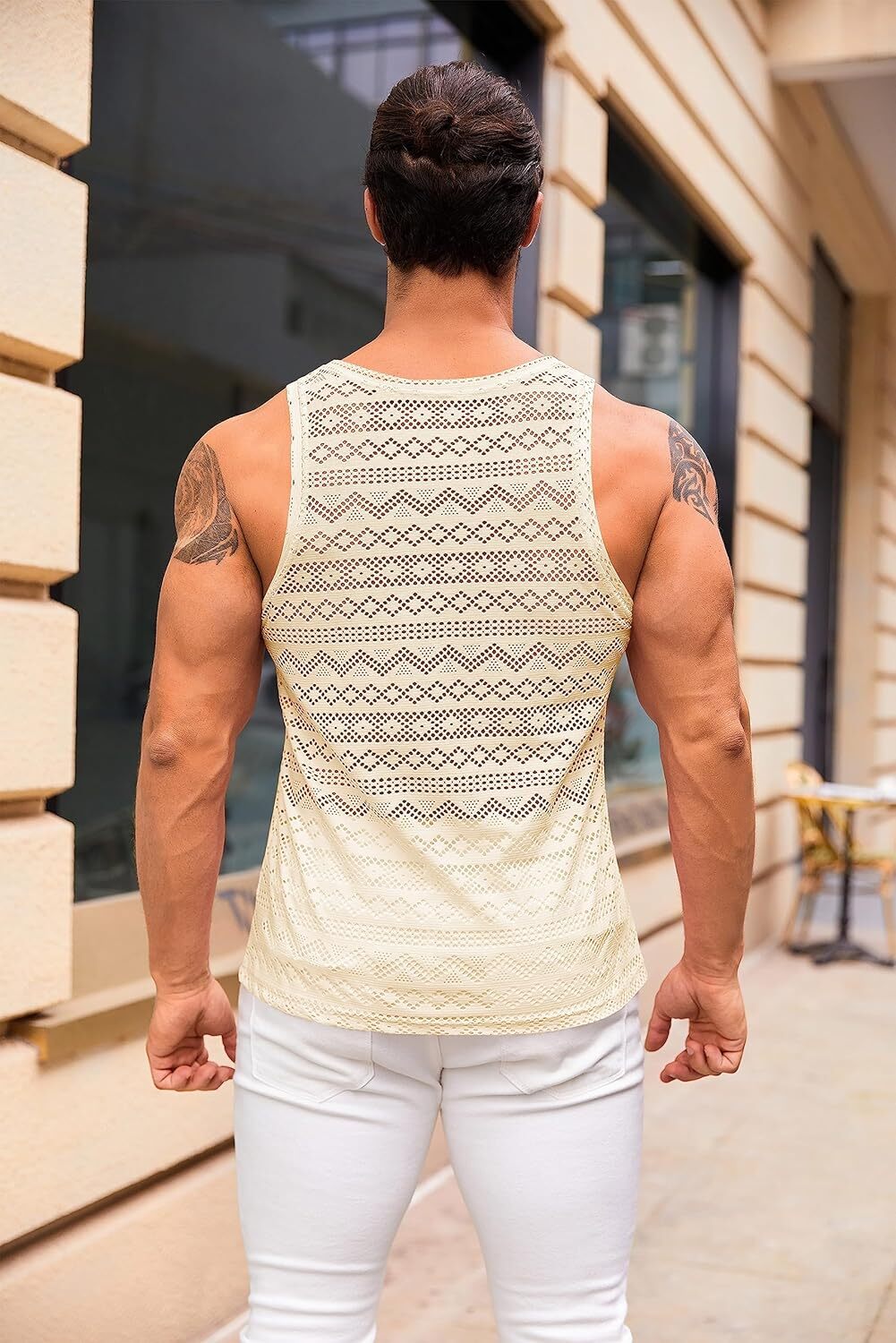 Mens Mesh See Through Tank Top Sleeveless Muscle Fit Sexy Vest Shirt gallery