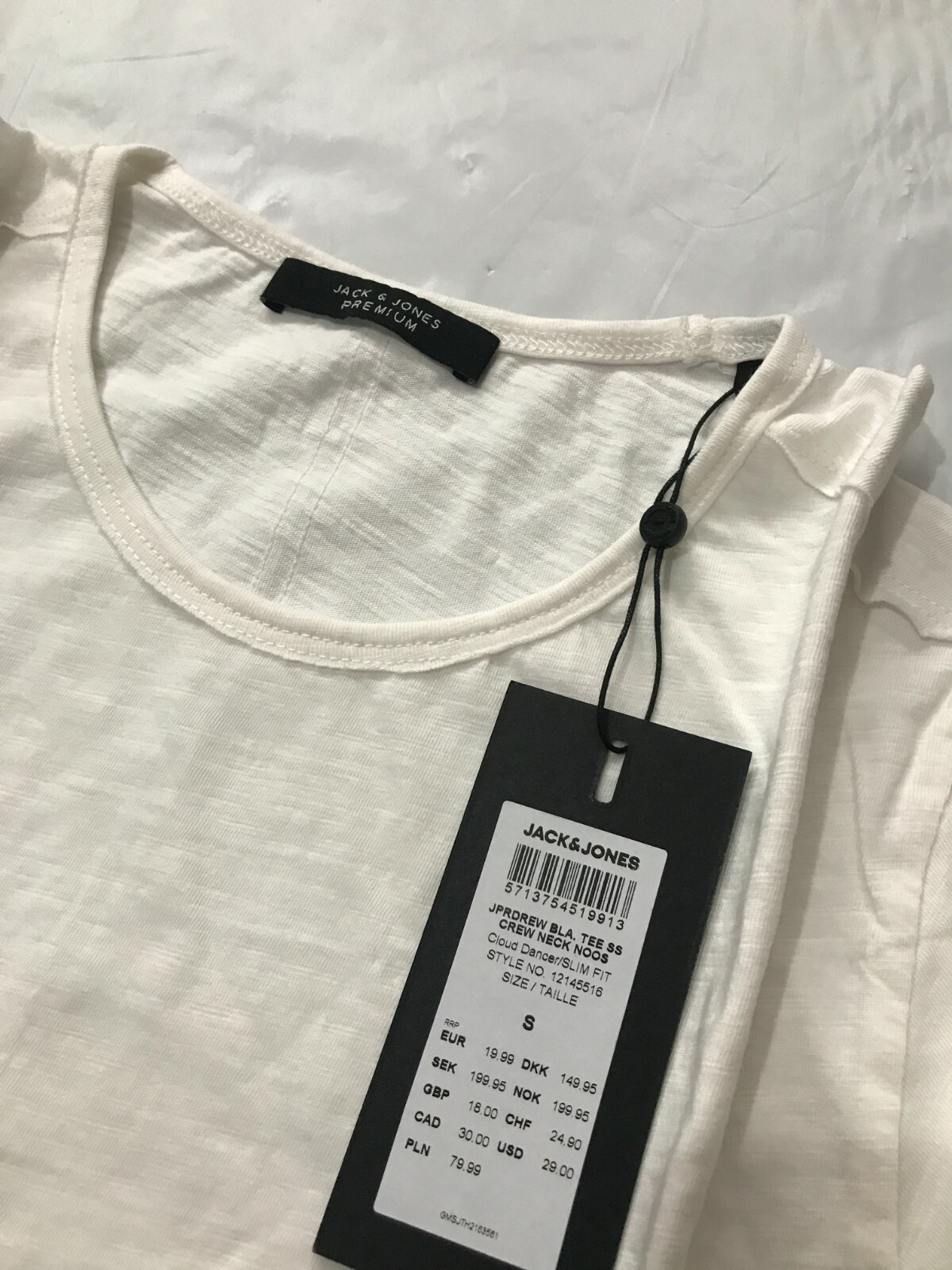 Jack & Jones T-SHIRT Slim Fit White Cloud Dancer Size S gallery