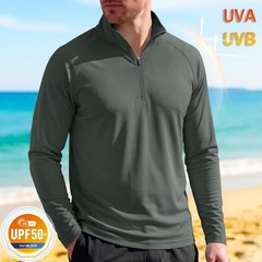 Hiking Shirts for Men Summer Sun Protective Quarter Zip Pullover for Men Rash…
