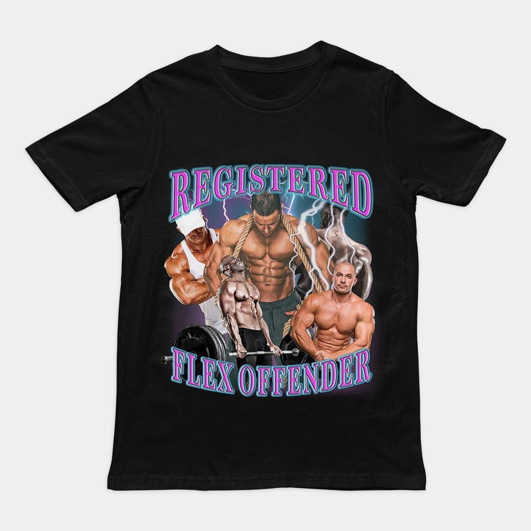 Registered Flex Offender Gym T-Shirt Funny Workout Bodybuilding Graphic Tee