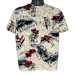 Craft & Flow Voyage Tropical Print Short Sleeve T-Shirt Henley, Size L