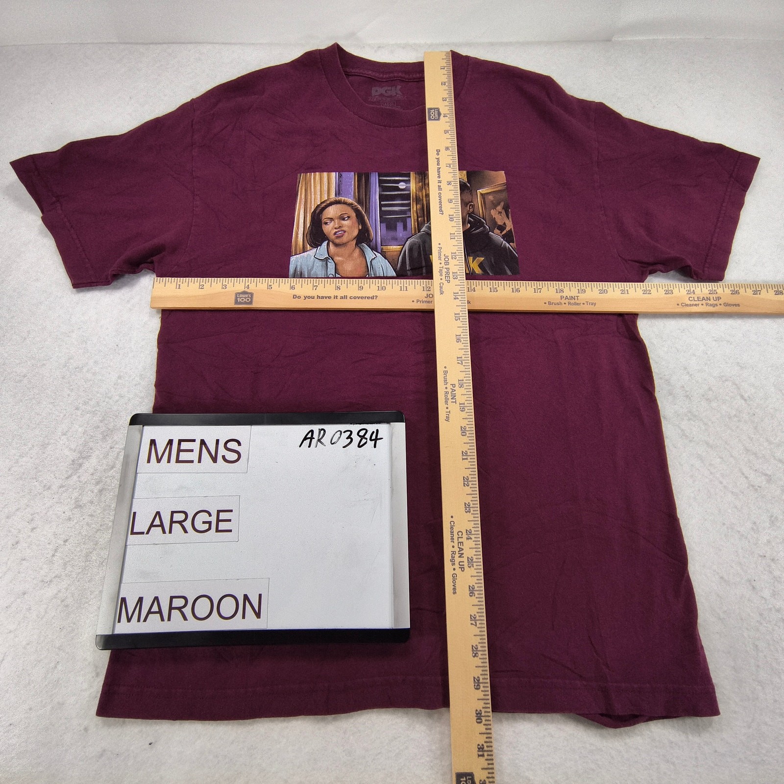 DGK Martin Casual Short Sleeve Graphic Crew Neck Shirt Mens Size Large L Maroon gallery