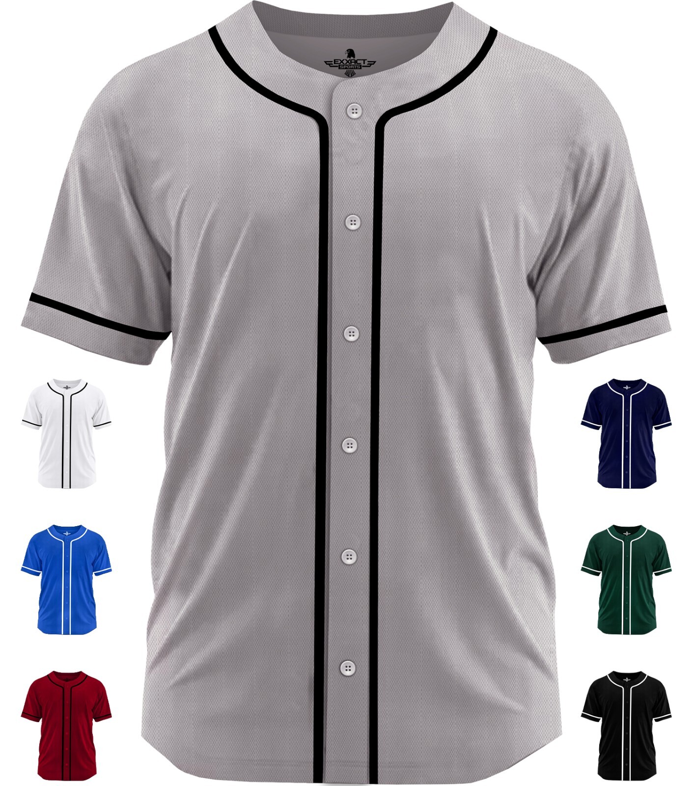 Exxact Sports Blank Baseball Jersey Men, Full Button Down Plain Baseball Jersey gallery