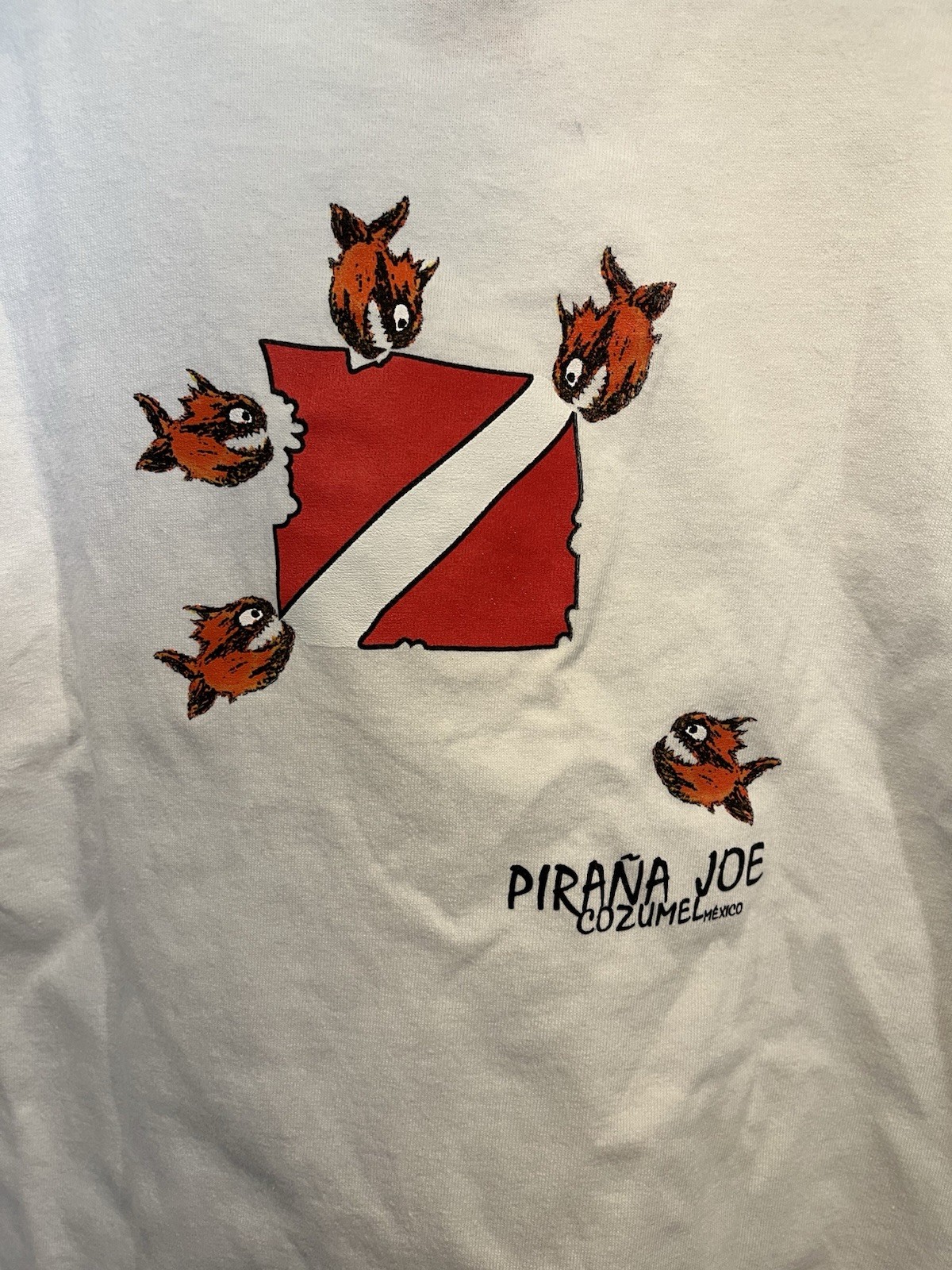 Piranha Joe Cozumel Mexico White Fish Graphic Shirt Size XXL 2XL gallery
