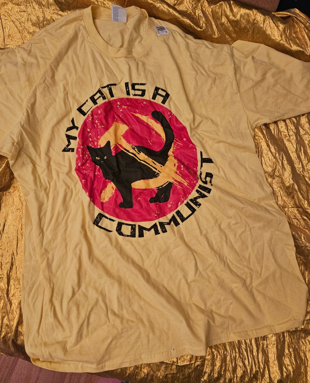 NEW MY CAT IS A COMMUNIST t-shirt Men L Large YELLOW Men's MENS Hammer & Sickle gallery