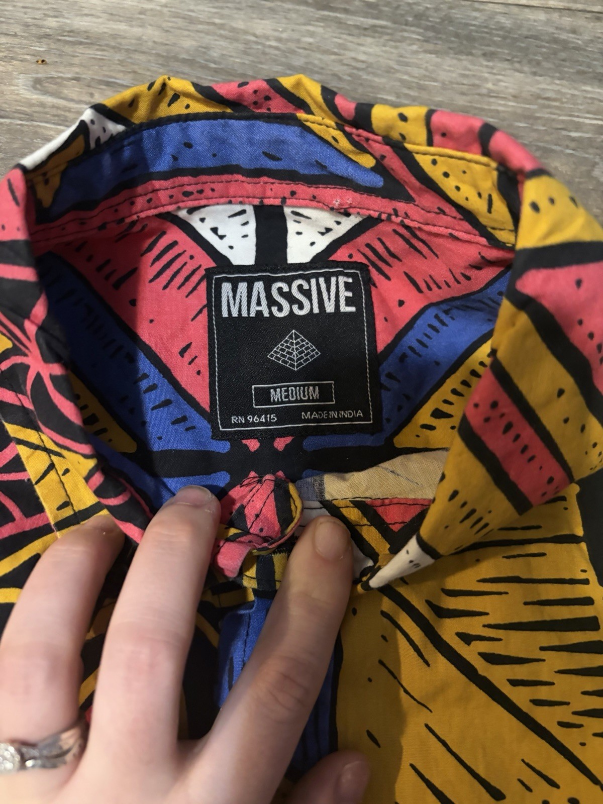 Vintage 80s90s Style Geometric Shirt By Massive Size M Retro Geometric Throwback gallery