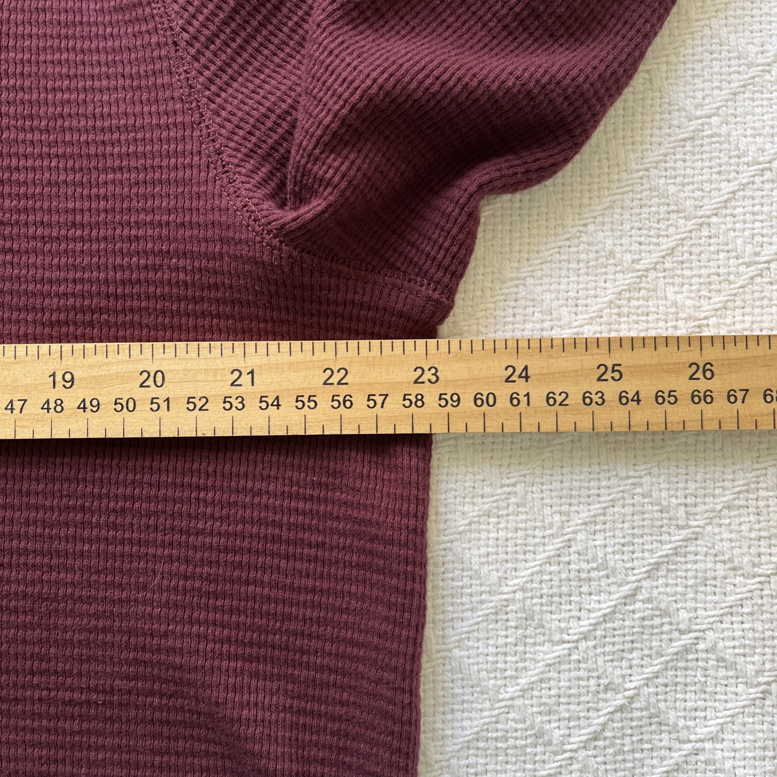 Men’s Thermal Waffle Knit Shirt XL Burgundy Crewneck Layer Banded Cuffs Workwear gallery