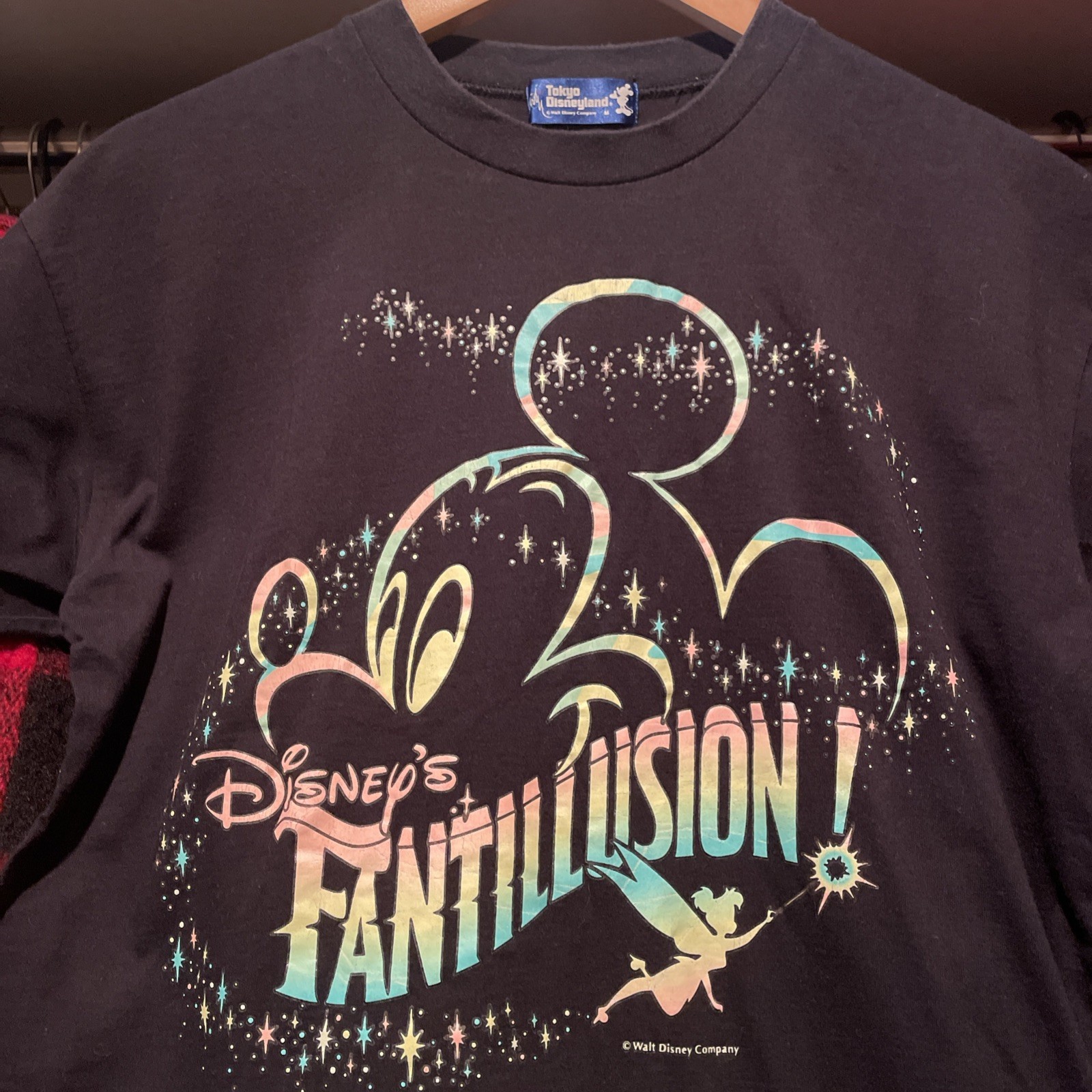 Vintage Tokyo Disneyland Fantillusion Mickey T Shirt Black Single Stitch Size M gallery
