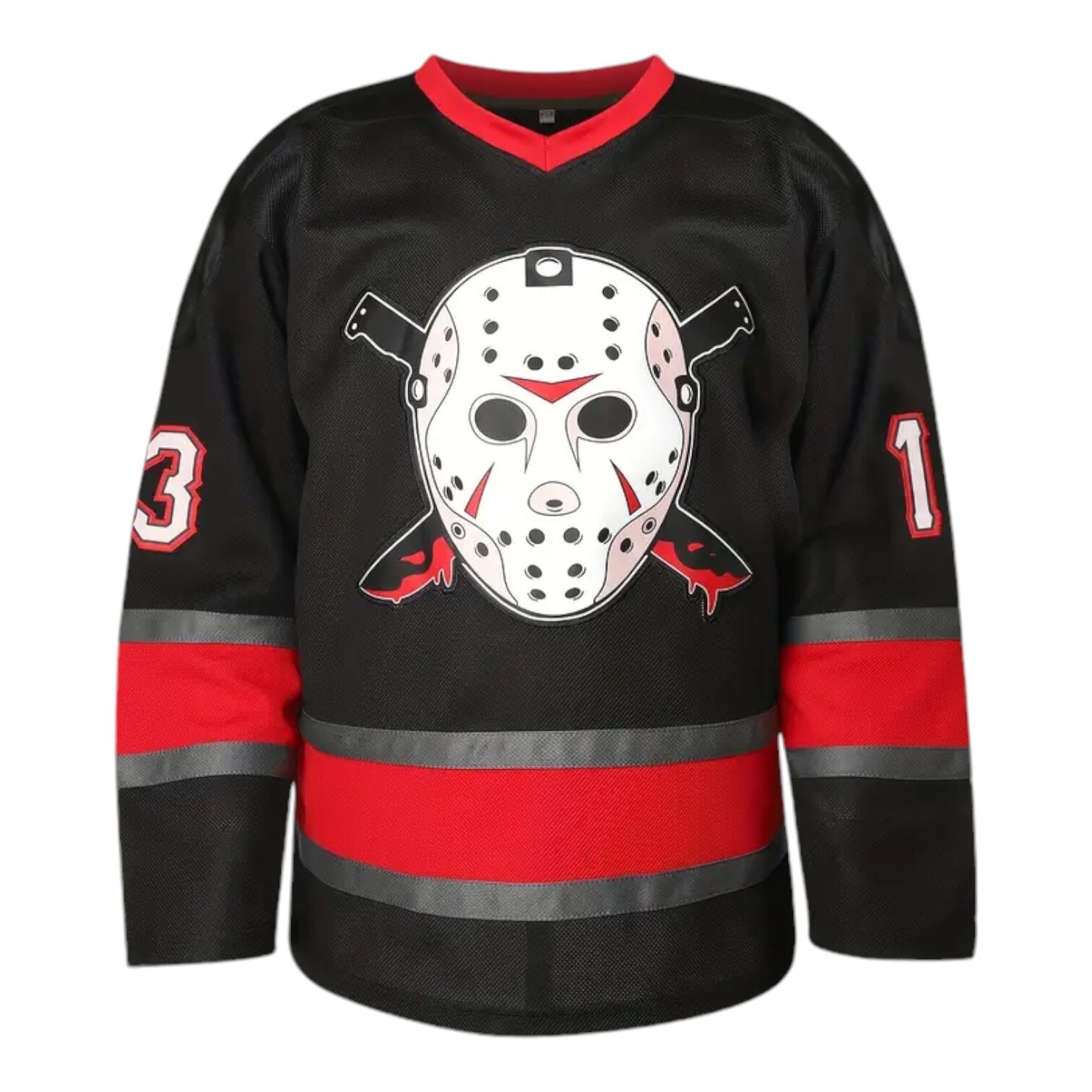 Friday The 13th Jason Voorhees Mask Hockey Jersey Movie Horror Black Size 3XL gallery