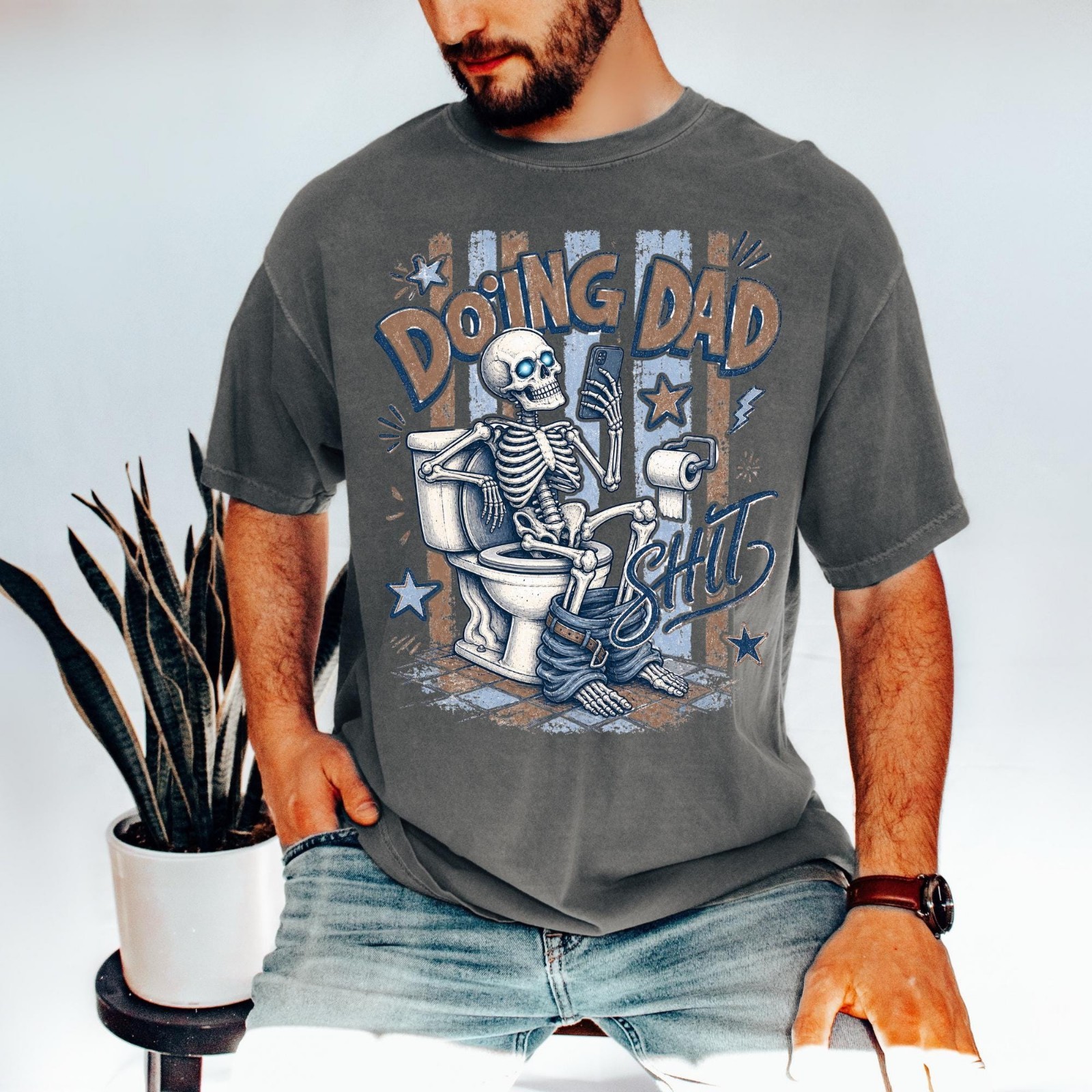 Doing Dad Shirt Funny Dad Tee Skeleton Fathers Day Gift S-3XL
