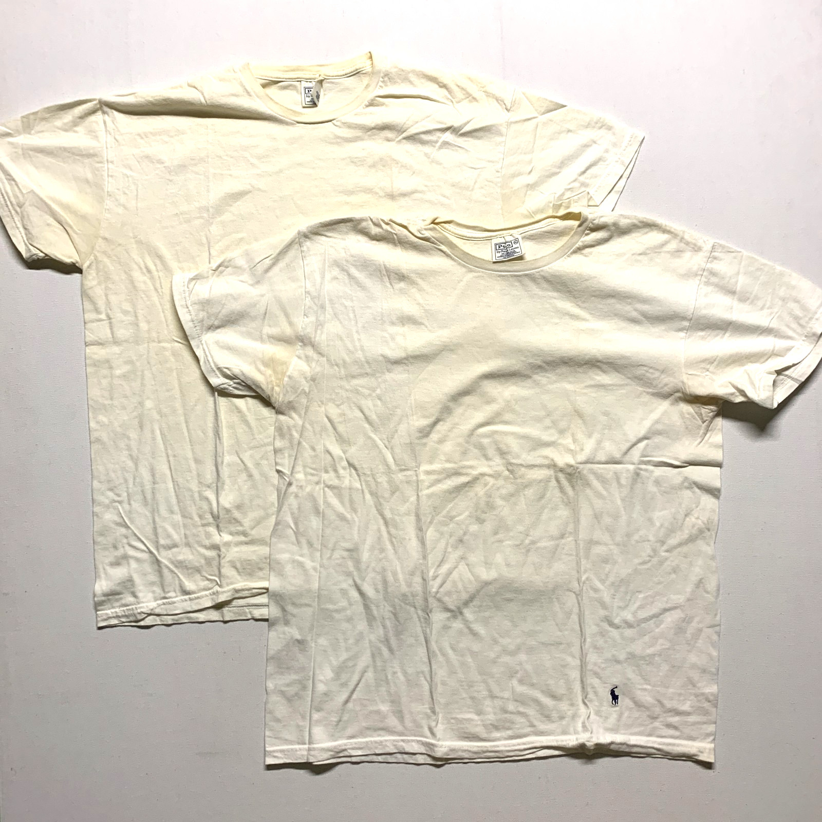 Lot of 2 VTG Polo Ralph Lauren Cream Shirts XL 0 Combed Cotton USA Components