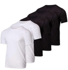 2pc Men Shirt, Breathable Light Fabric Round Neck Soft 1 Black 1 White Size XL
