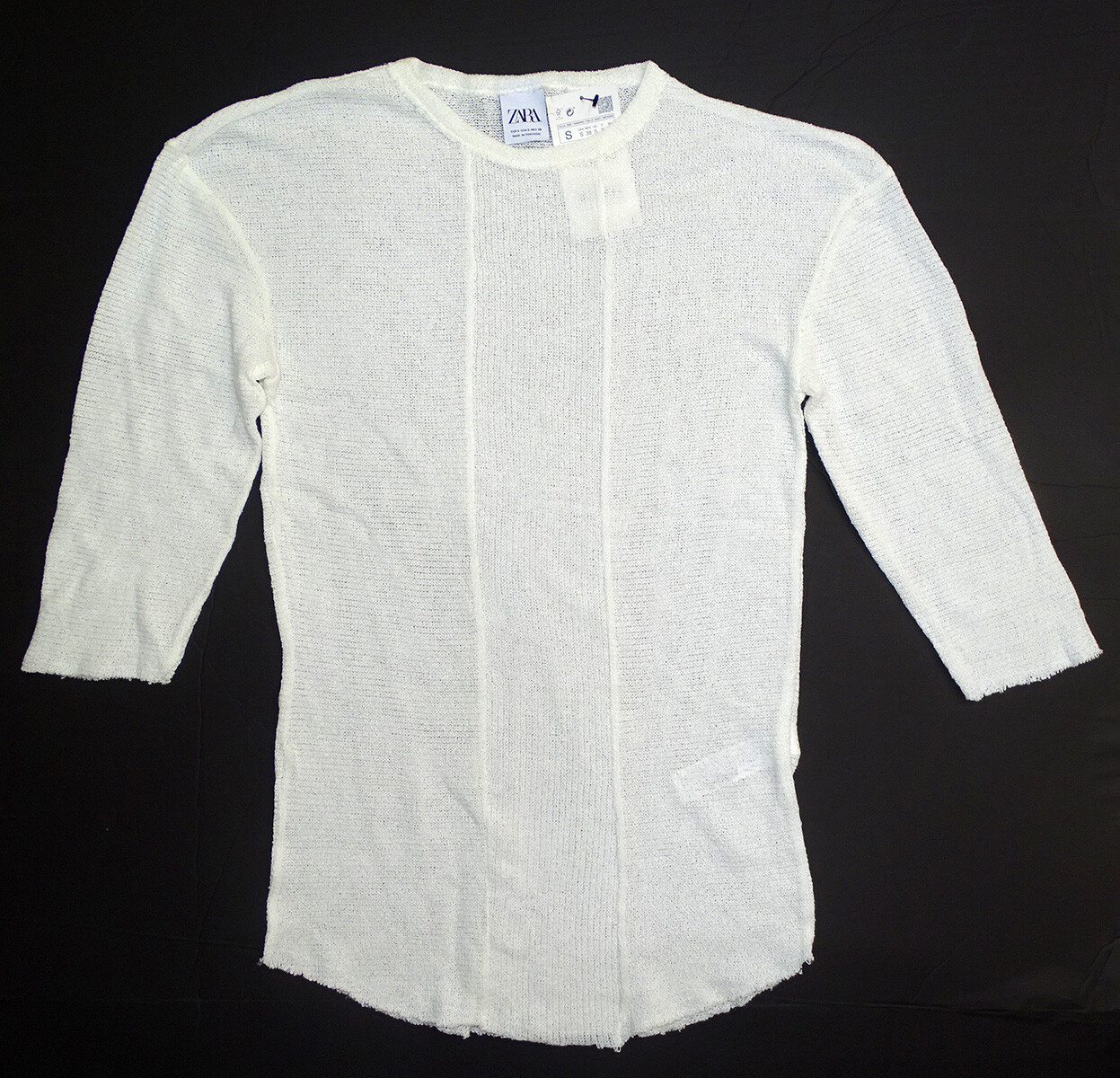 ZARA 3/4 Mid Sleeve GAUZE KNIT Fabric LIGHTWEIGHT SWEATER Sweatshirt Shirt / S gallery