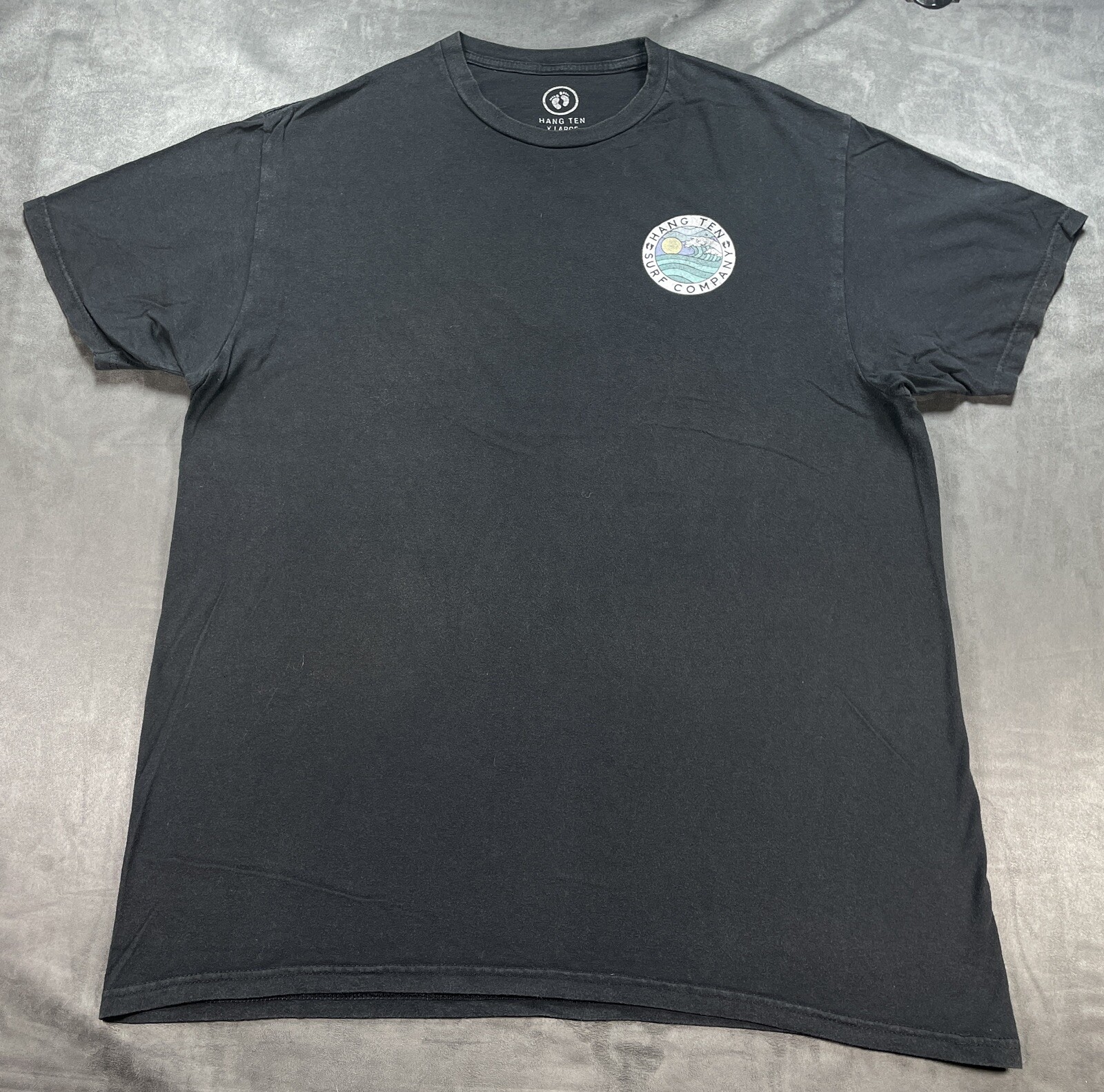 Fade Black Hang Ten Surf Company Shirt XL Hawaii Ocean 2 Sided Wave Pipe wetsuit