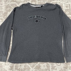 Harley-Davidson Shirt Mens Medium Gray Thermal Waffle Long Sleeve Made USA Vtg