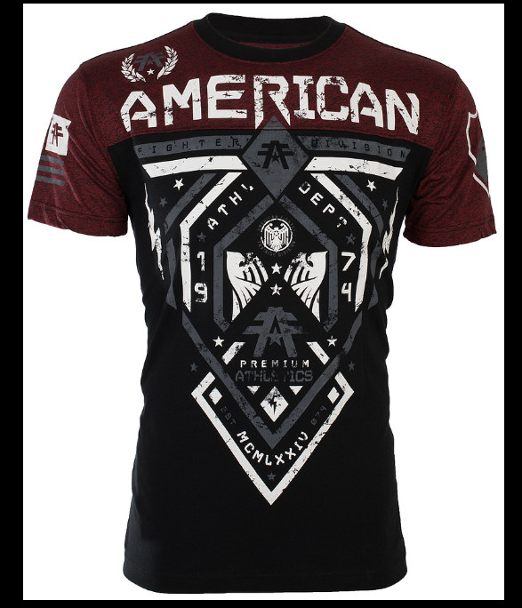 AMERICAN FIGHTER Black Rusted Red FAIRBANKS Athletic Graphic T-shirt NWT