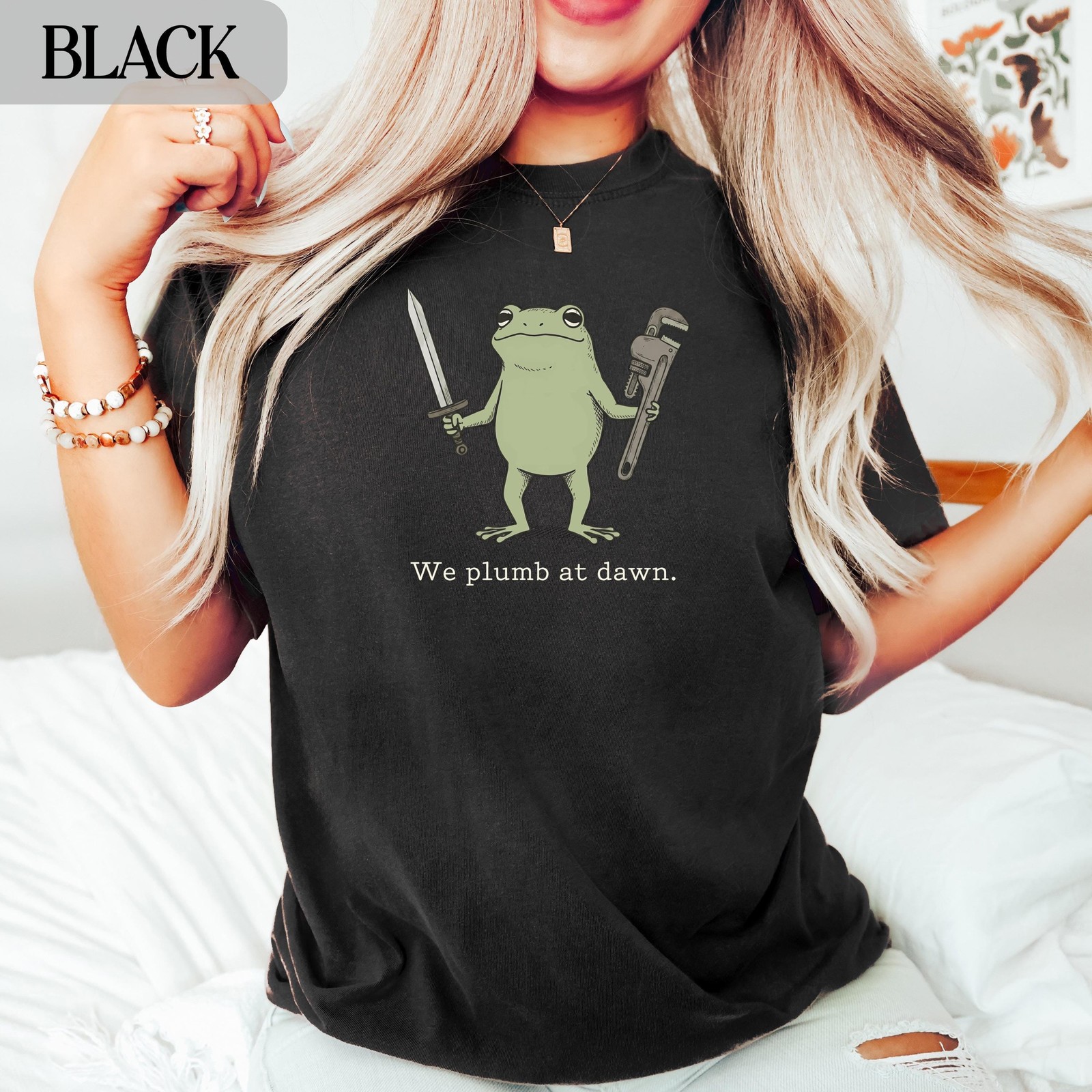 Funny Plumber Frog Vintage Retro Shirt Sweatshirt Sword Wrench Plumbing Gift gallery