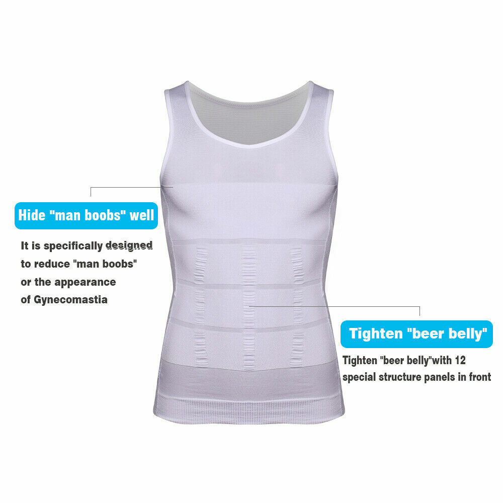 Men Compression Body Shaper Summer Cooling T-Shirt Slimming Vest Gym Tank Top US gallery