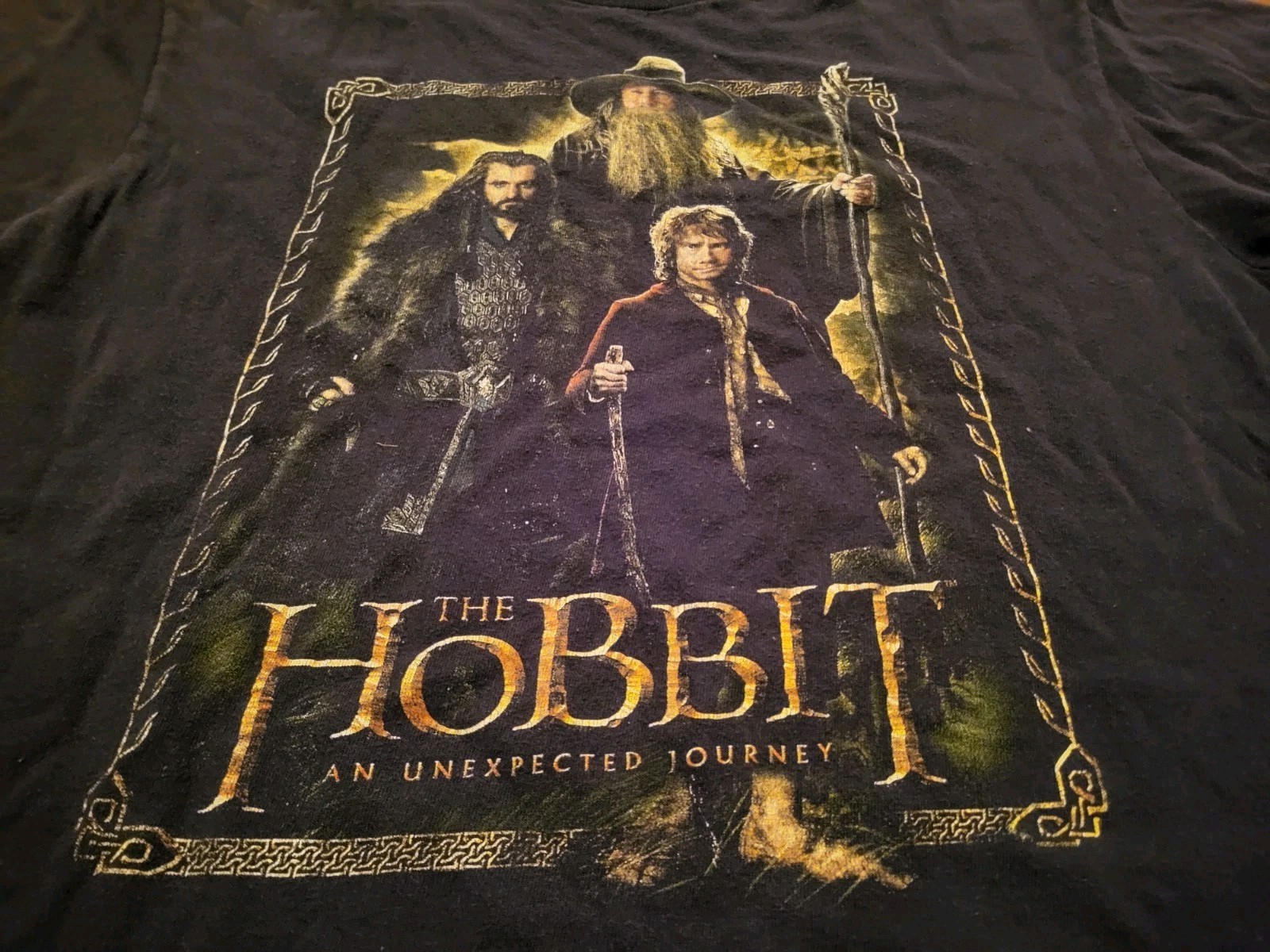 The Hobbit Shirt Mens Black Movie Promo Unexpected Journey Bilbo Gandalf SZ L 🔥 gallery