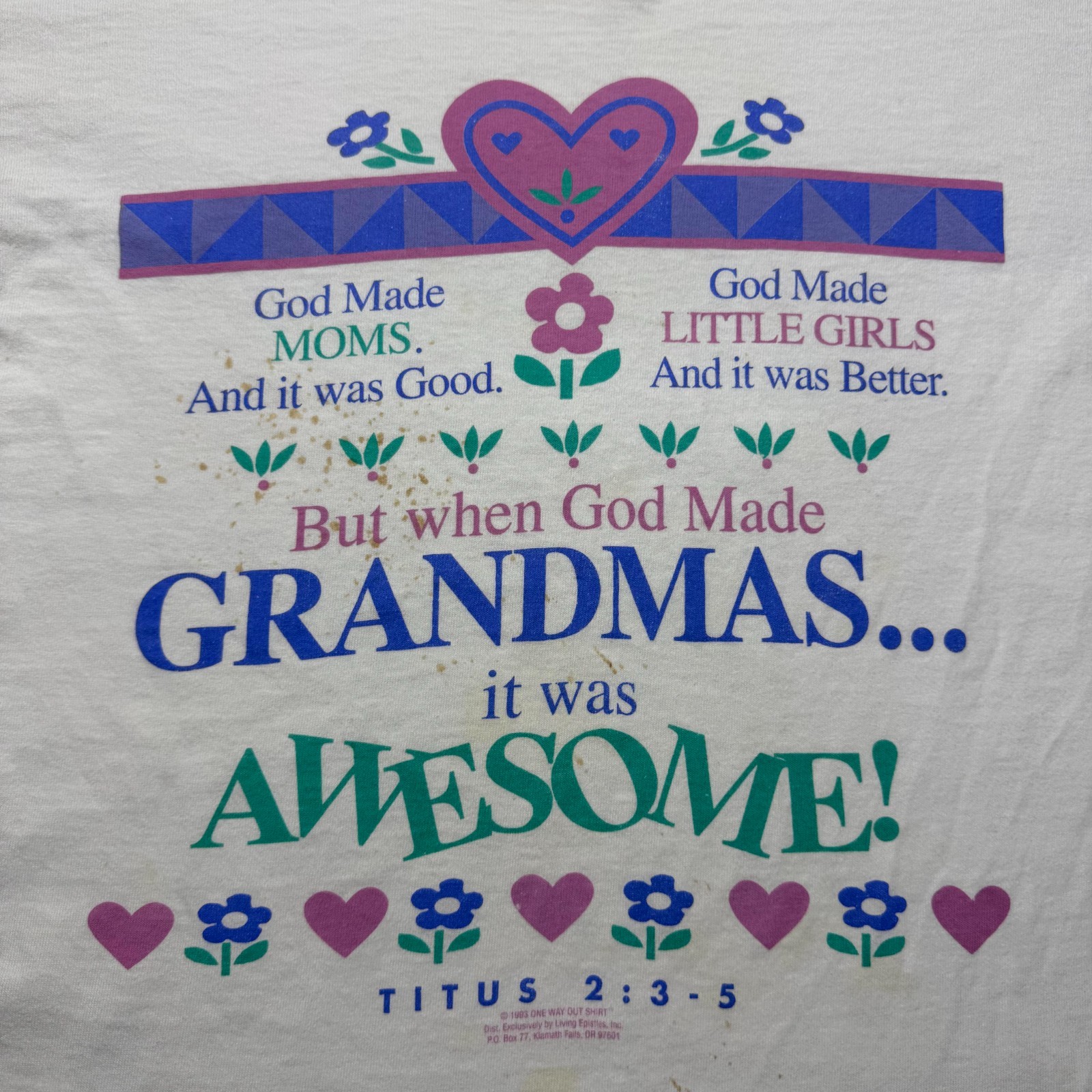 Vintage 90s 1993 God Made Grandmas Religious Christian Quotes Shirt USA - Large gallery