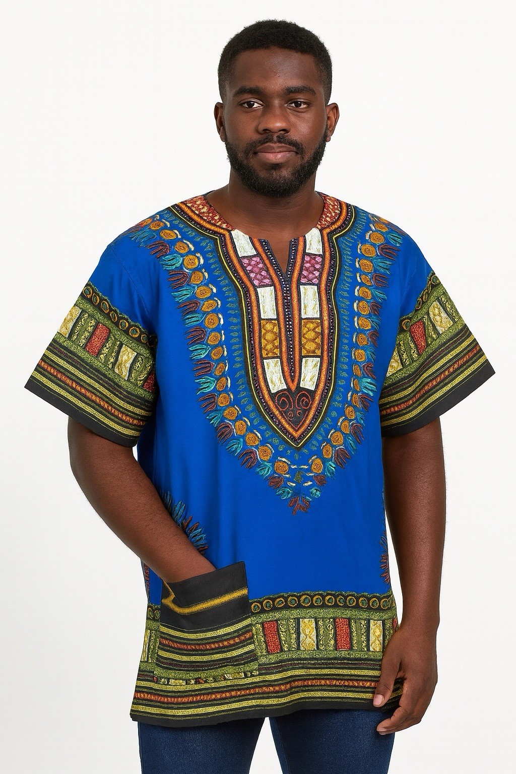 #1 Best Quality Unisex African Bright Dashiki 100%Cotton Shirt Variety Colors. gallery