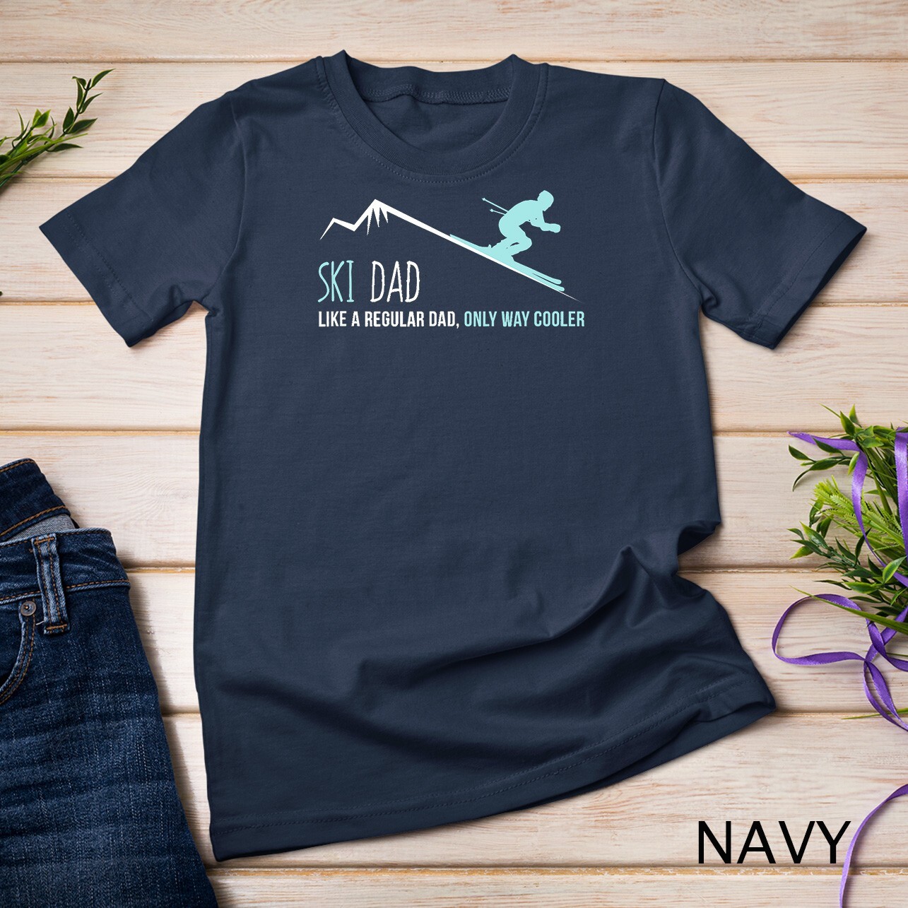 Ski Dad Funny Cute Winter Skiing Gift T-Shirt Unisex T-shirt gallery