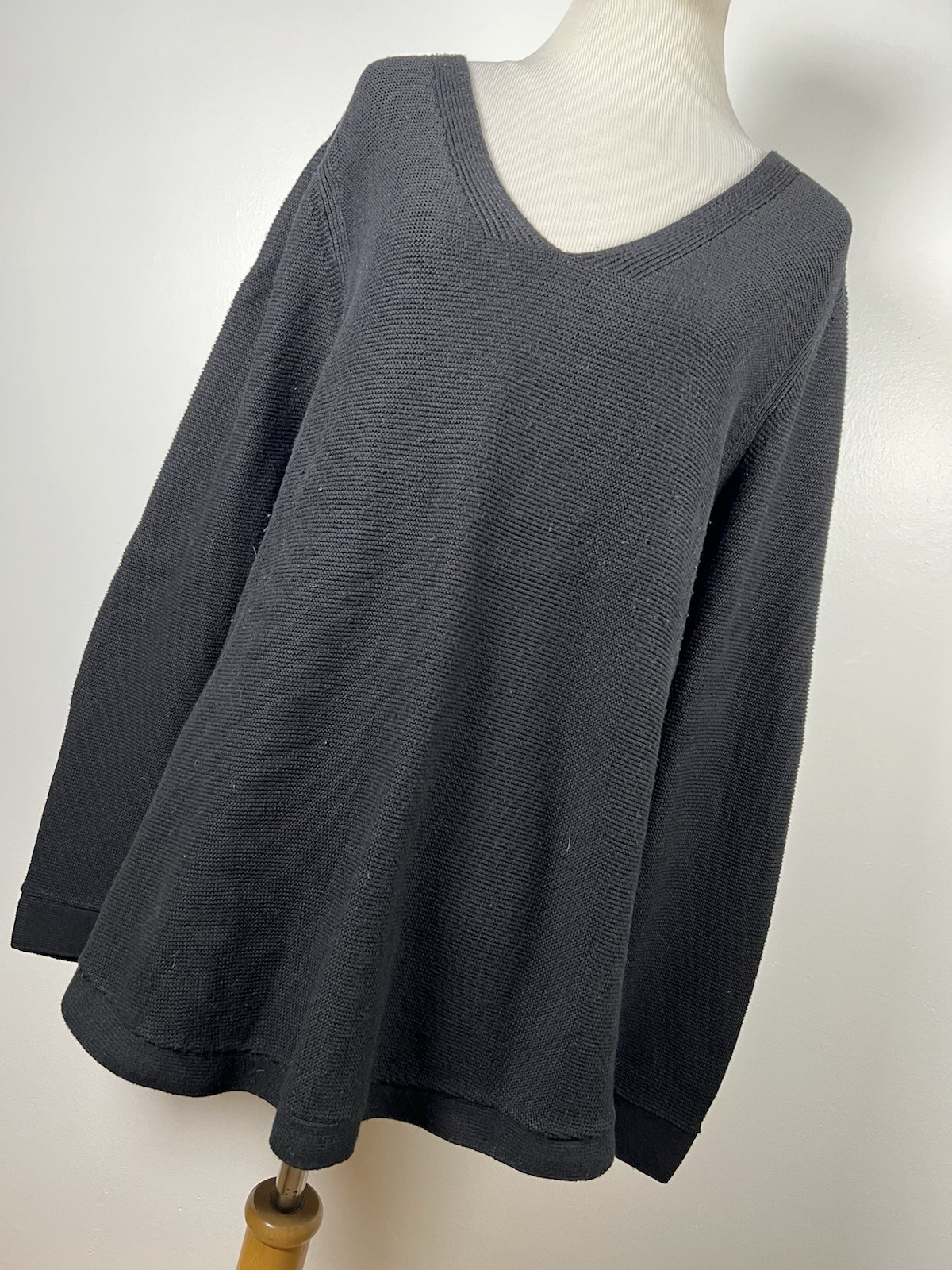 Talbots 2X Sweater Black V Neck Long Sleeve Rayon Cotton Blend Long Sleeve D2