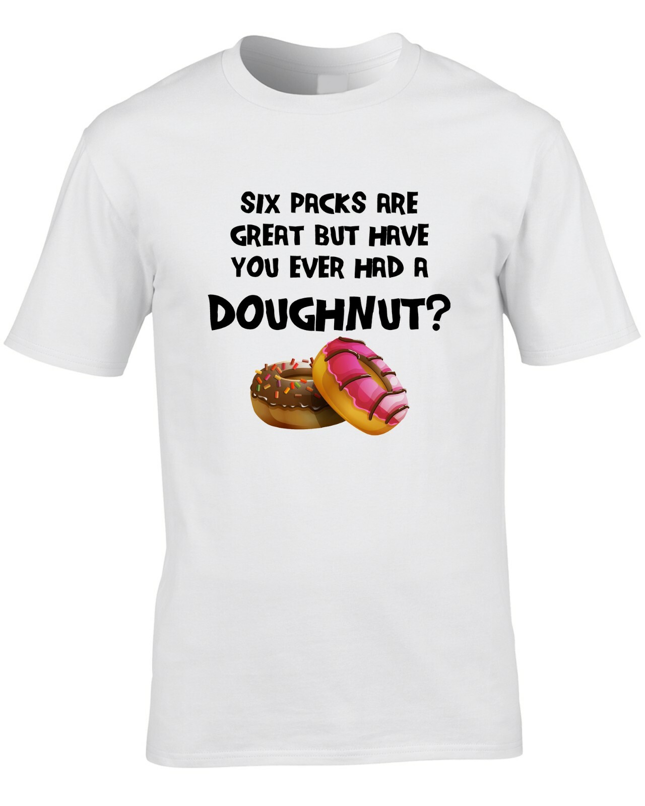 Funny Doughnut Men’s T-Shirt Six Pack Gym Fitness Jam Donuts Bakery Sweets Food