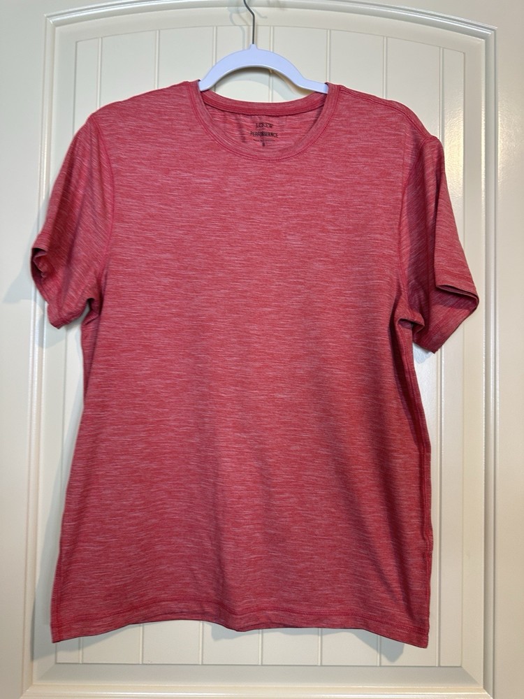 J.Crew Performance Mens Small Heathered Red Short Sleeve T-Shirt stretch comfort